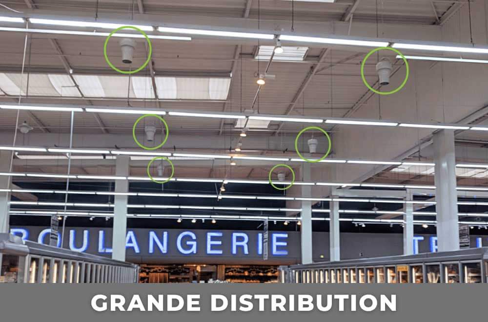 Installation de déstratificateurs Airius dans un magasin de grande distribution