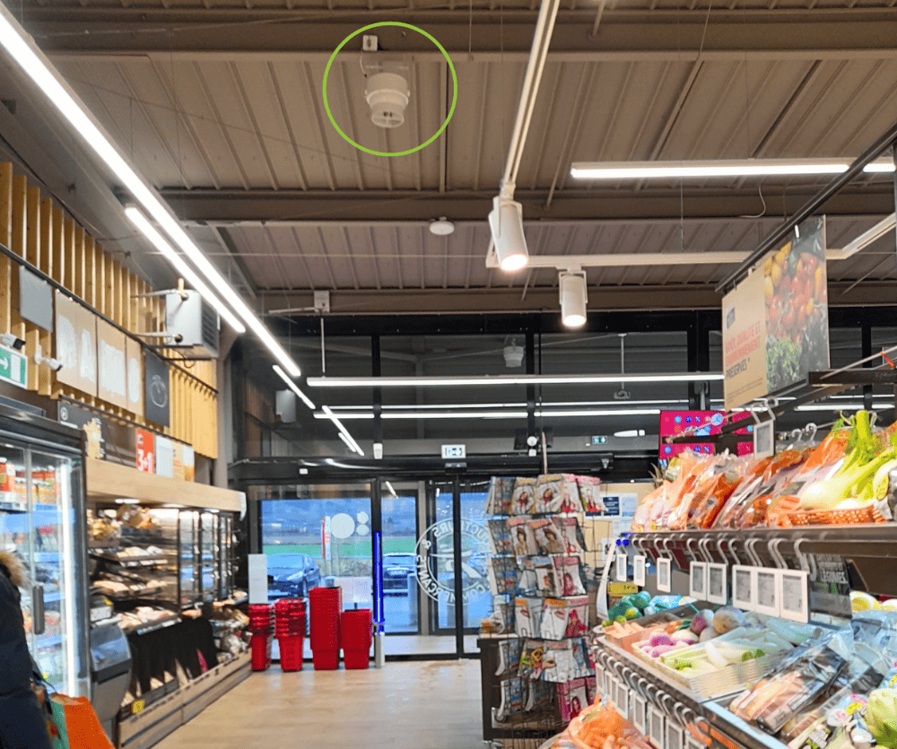 Installatie van een zuiveraars in een fruit- en groenteafdeling
