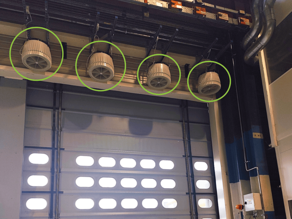 Desestratificadores Airius como cortinas de aire