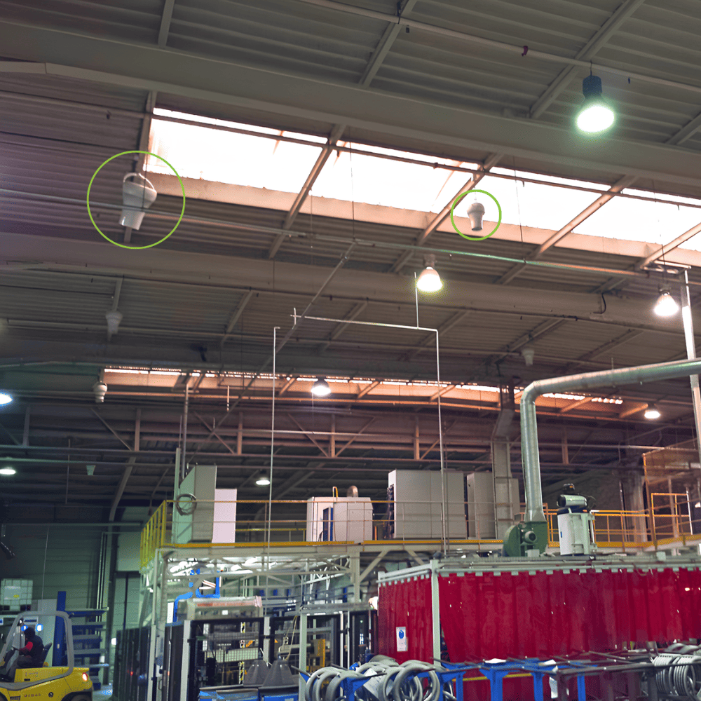 Installation de déstratificateurs Airius dans l'entrepôt industriel Groupe Atlantic